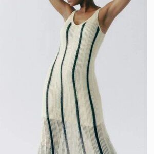Women's Open Work Maxi Sundress - A New Day™ Cream/Black Striped S